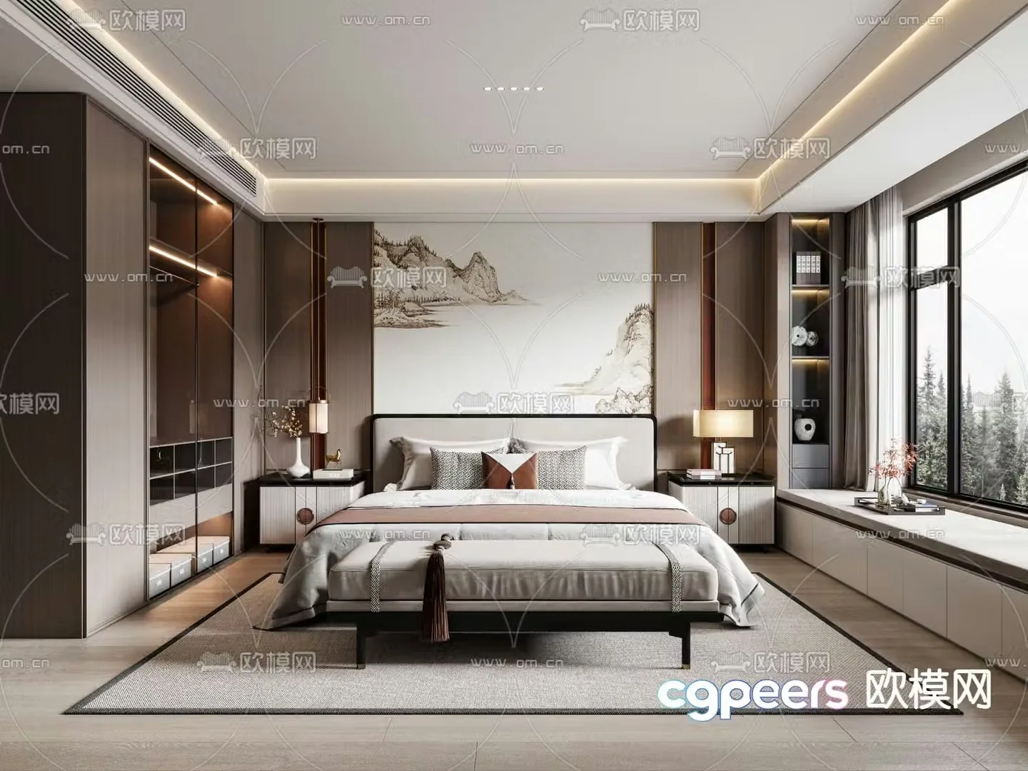 New Chinese style bedroom Master room Master bedroom 3D model