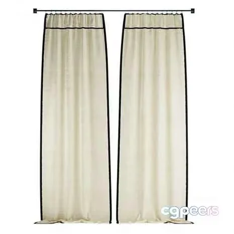 Two Cream-Colored Curtains 3D Model – 4503 – CORONA Render
