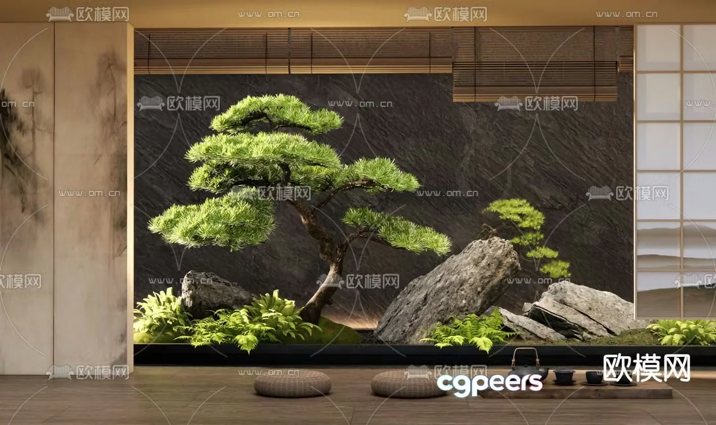 New Chinese style interior landscape 3D model
