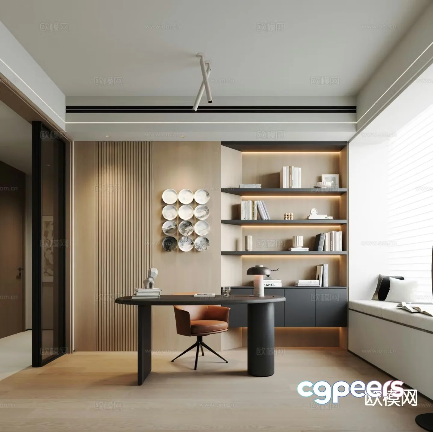 Modern study room 3d model