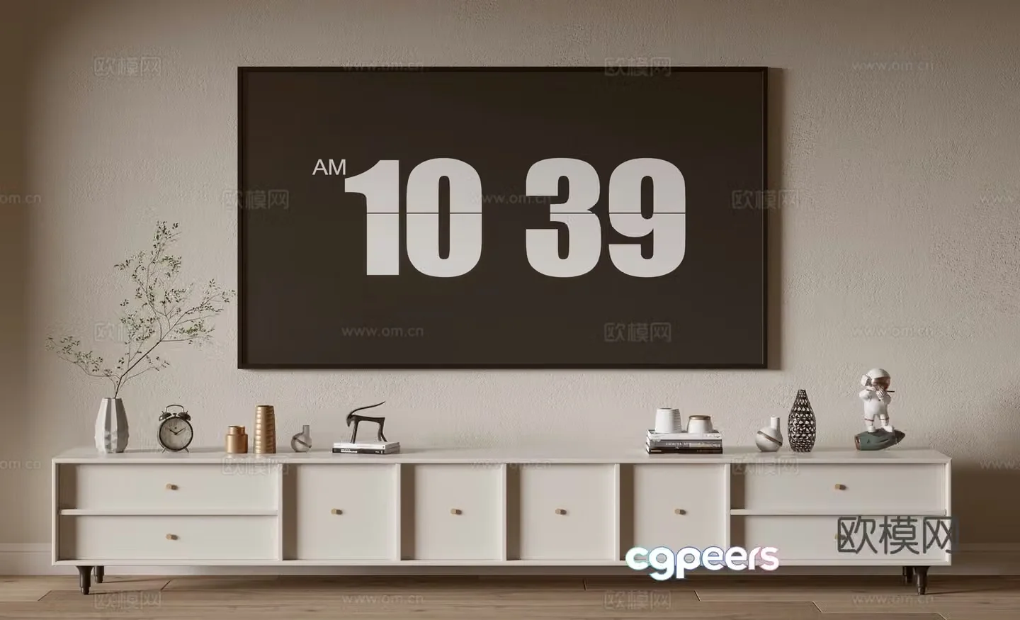 Cream style TV cabinet 3D model