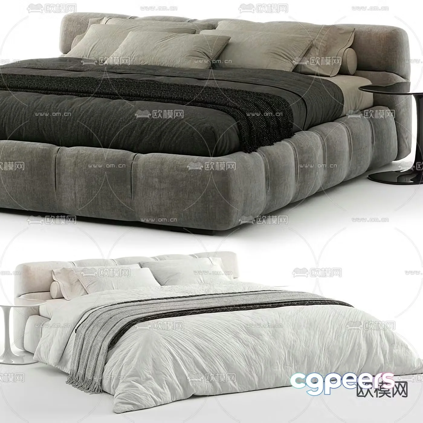 B&B italia modern double bed 3d model