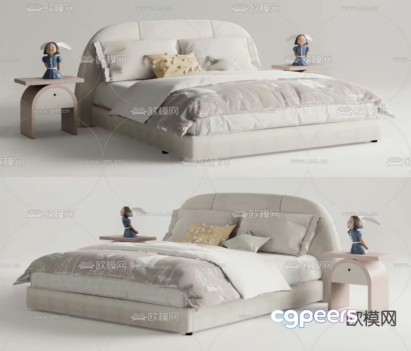 Cream style children’s bed 3d model