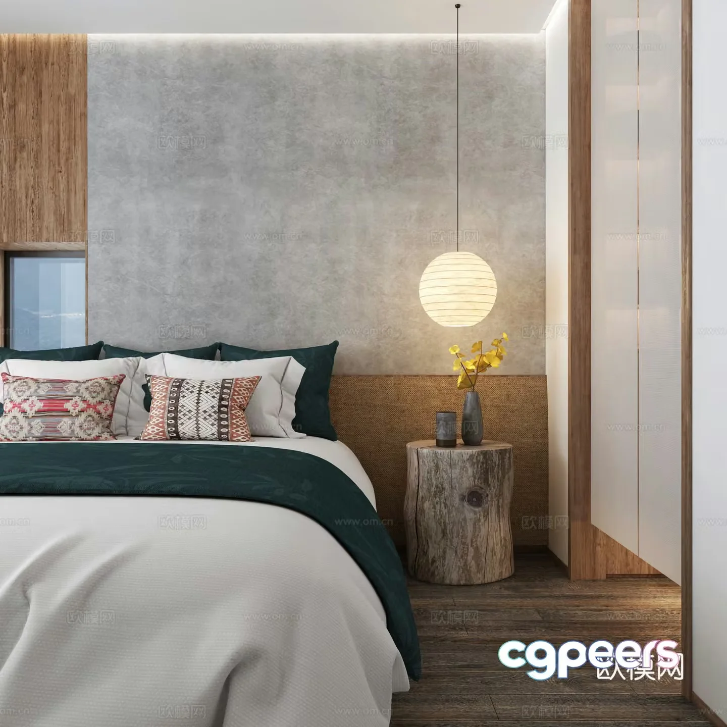 Modern double bed 3d model