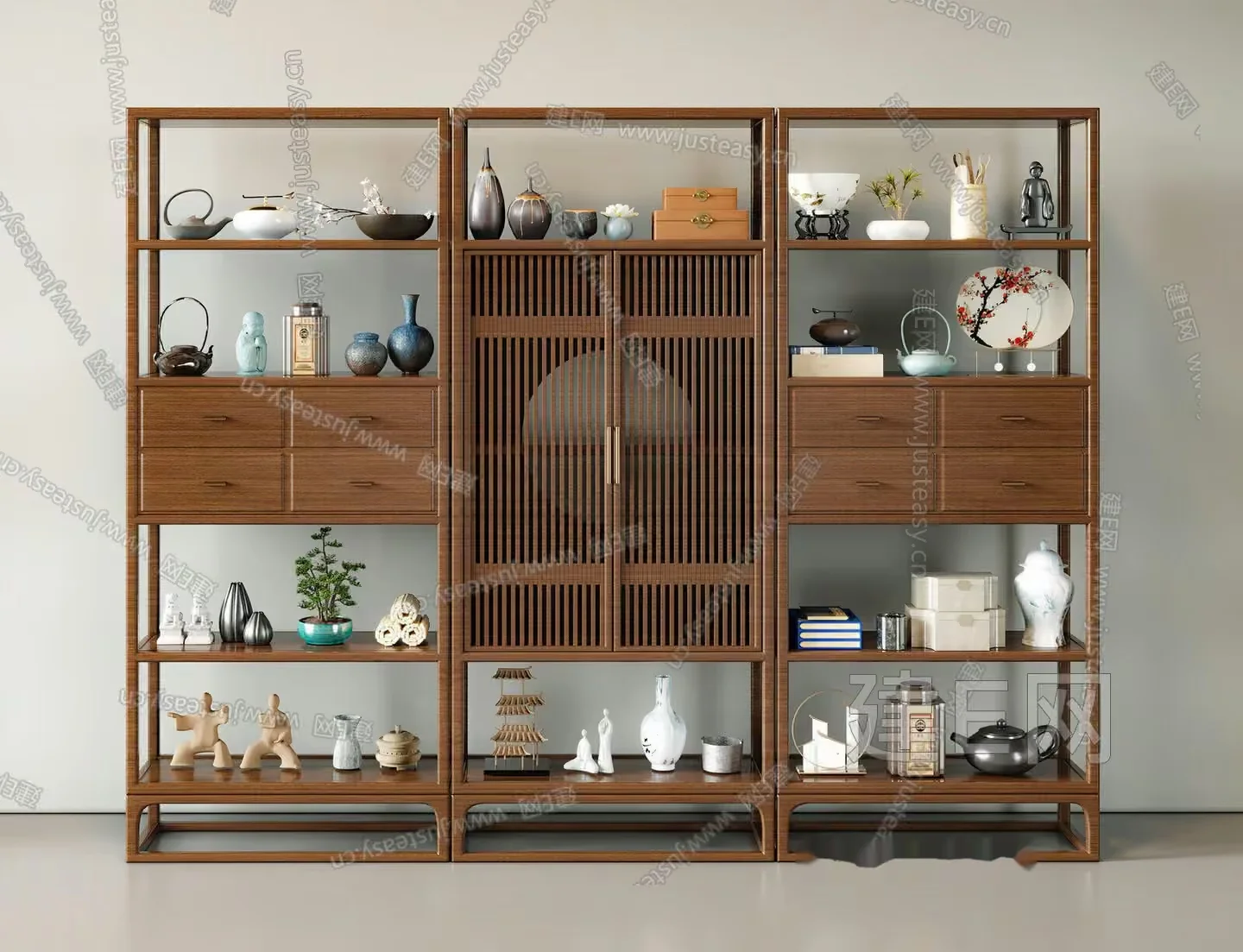 A Wooden Shelving Unit 3D Model – 17651 – VRAY Render