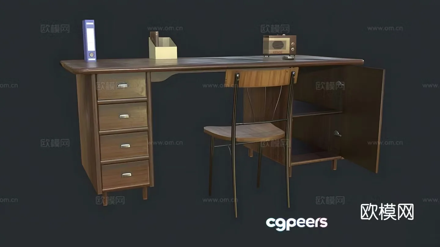 Retro desk writing desk 3d model