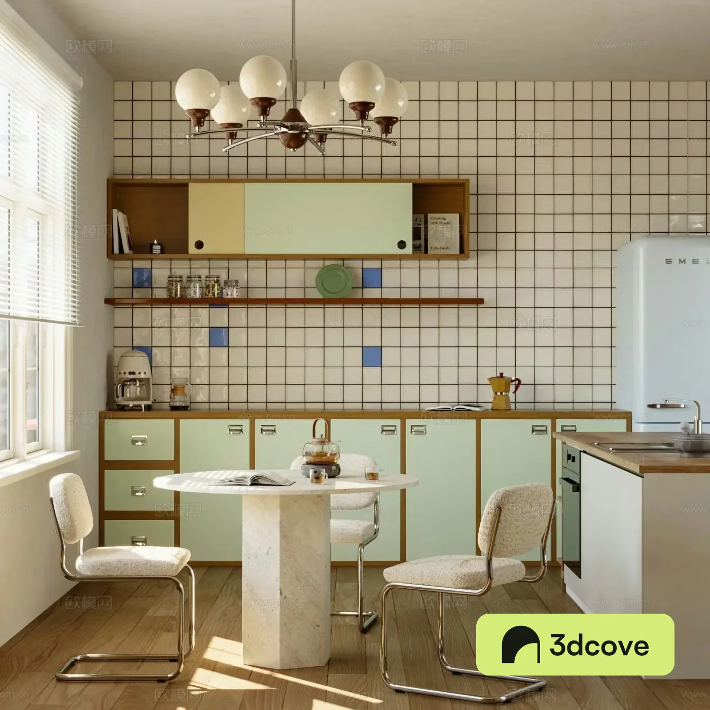 Middle style restaurant kitchen 3d model