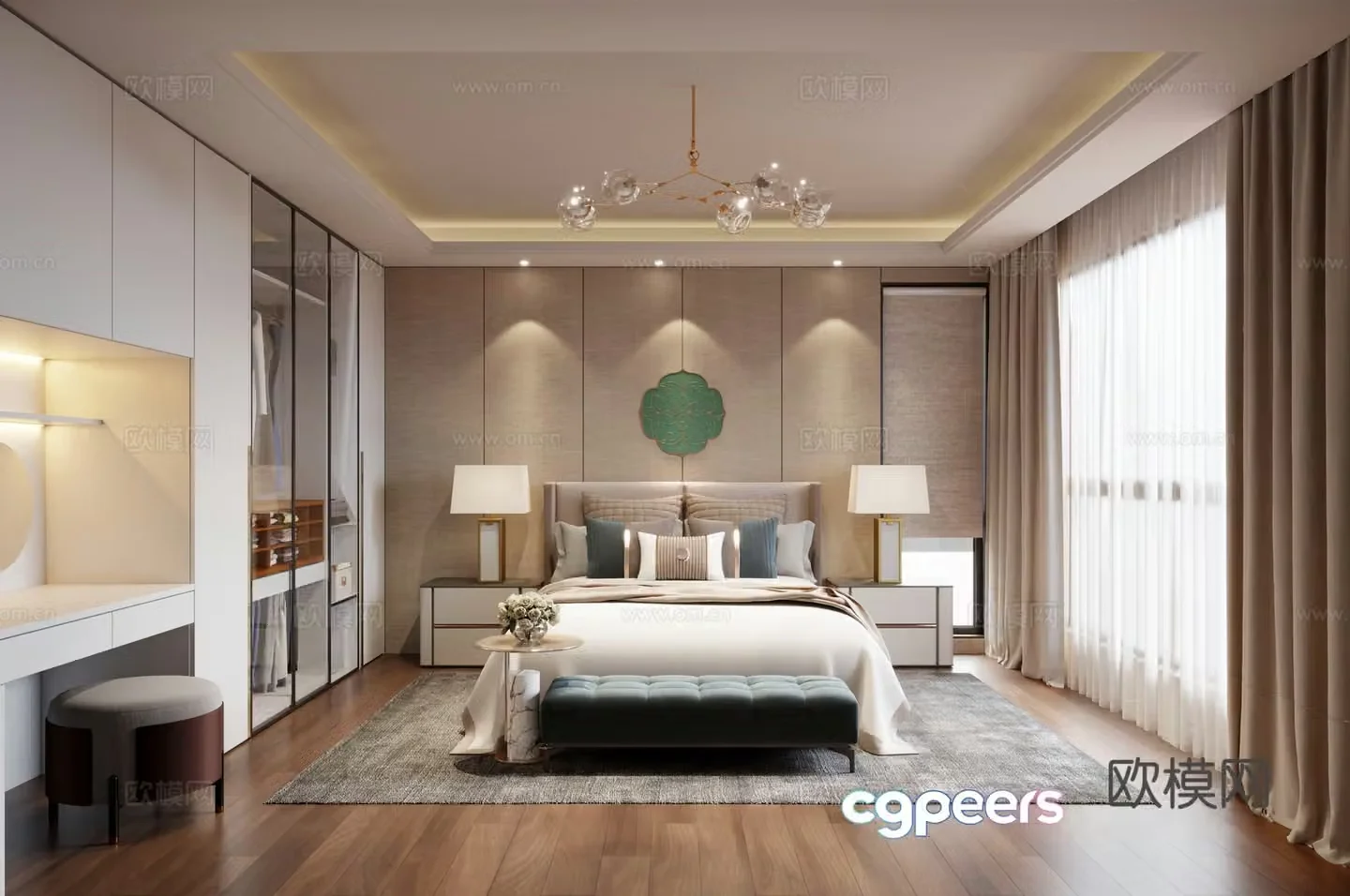 New Chinese style bedroom master bedroom 3D model