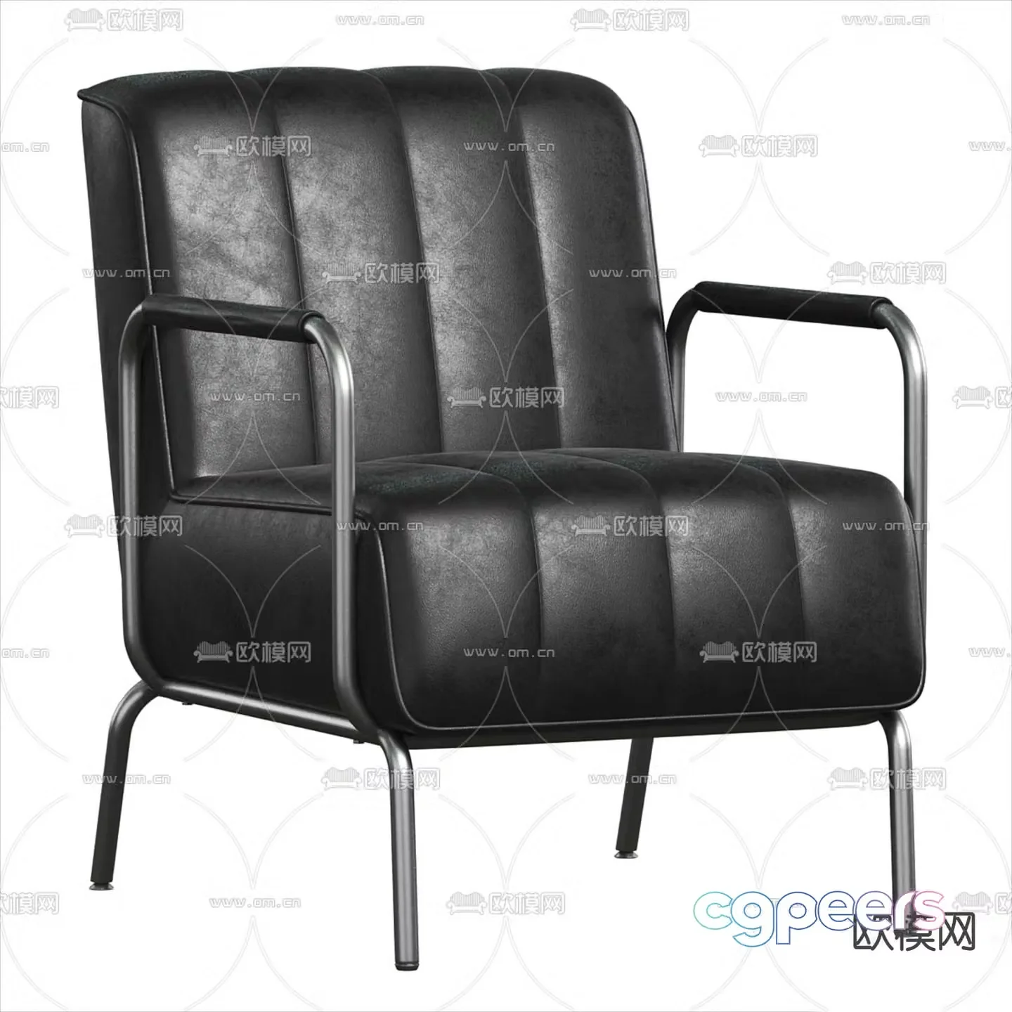 Leather office sofa reception chair 3d model