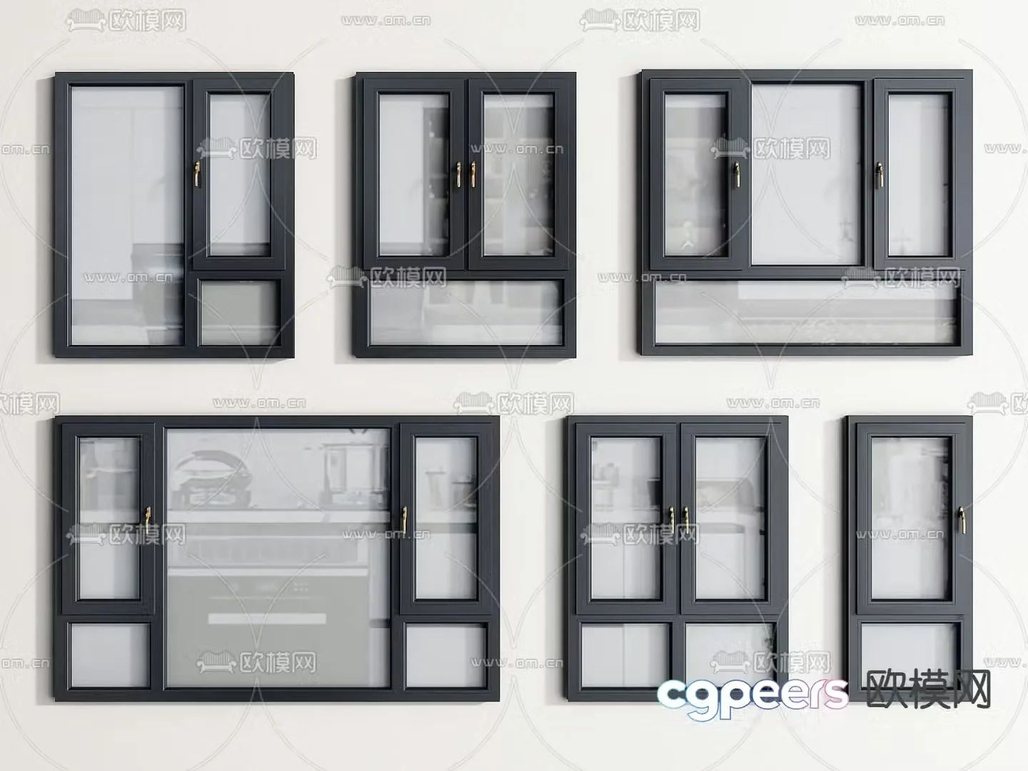 modern windows casement windows glass window 3d model