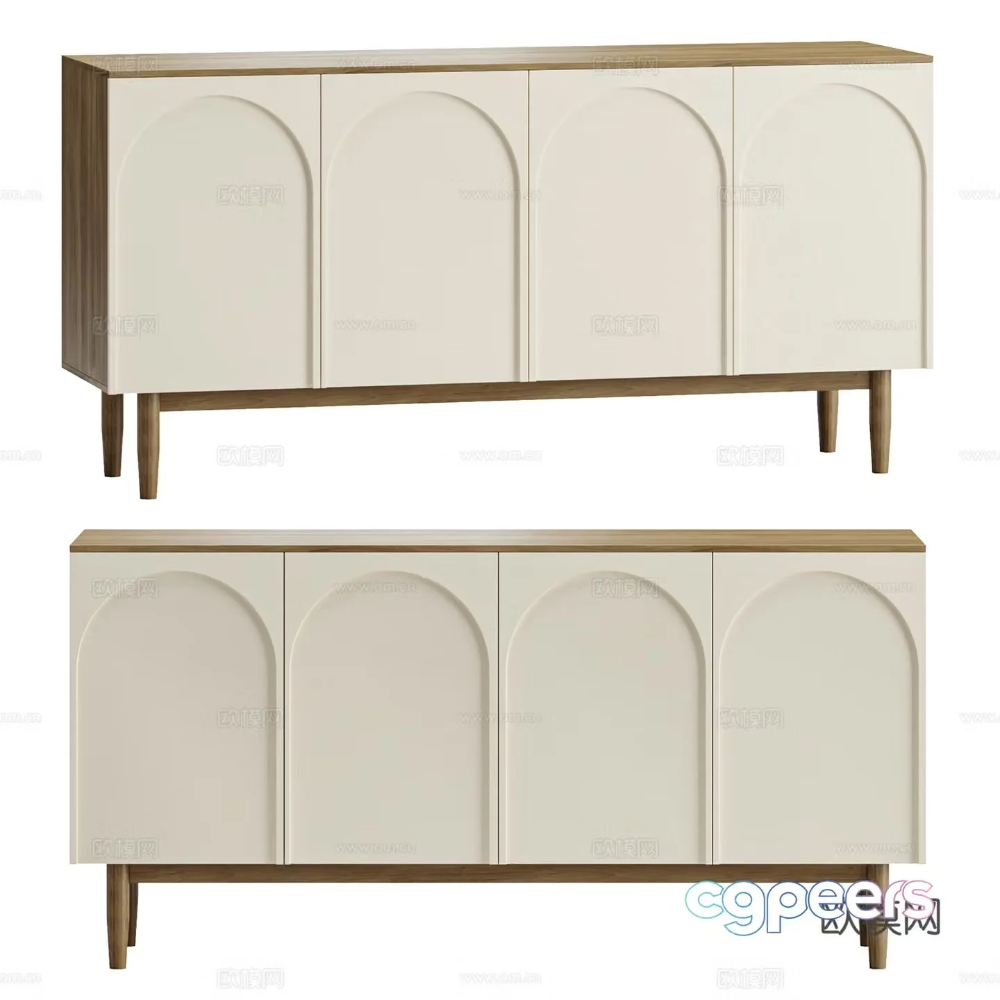 Modern Cream Style Arka Chest of Drawers 3D Model