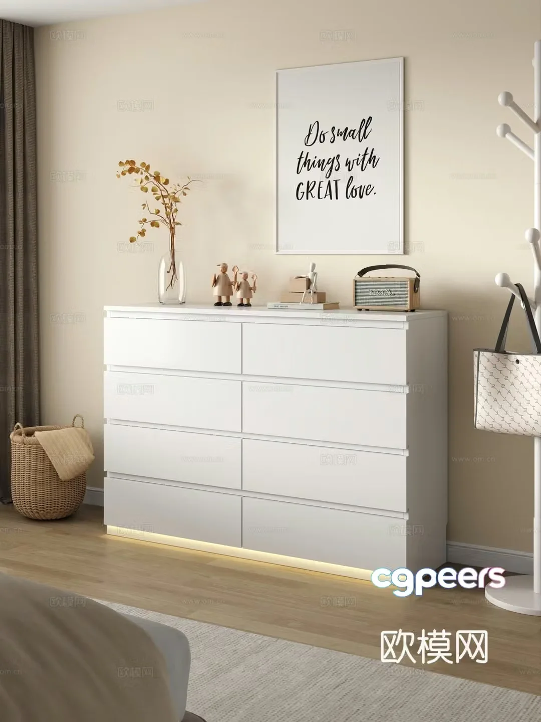Modern chest of drawers side cabinet bedside cabinet storage cabinet entrance cabinet 3d model