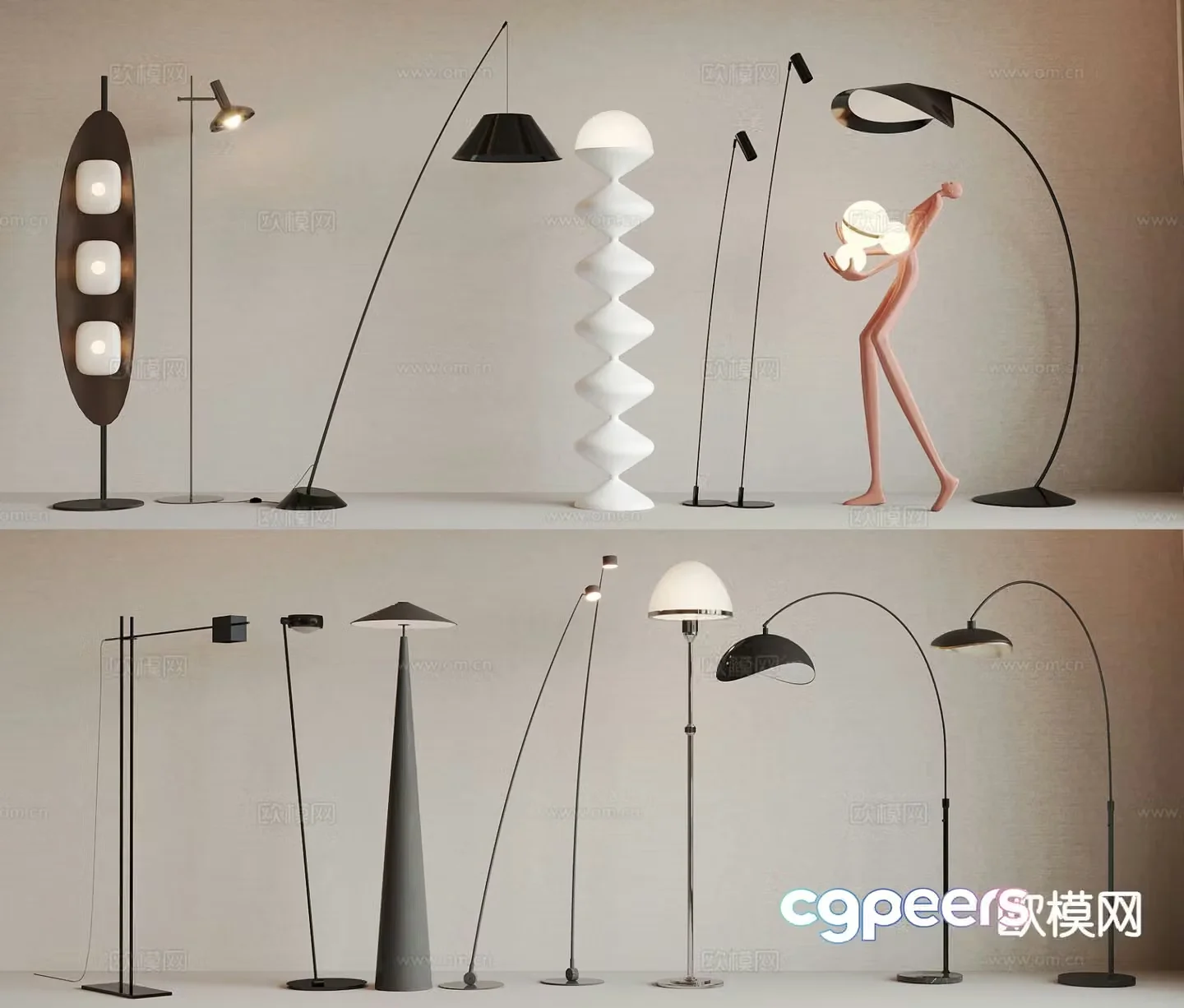 Modern floor lamp fishing lamp 3d model