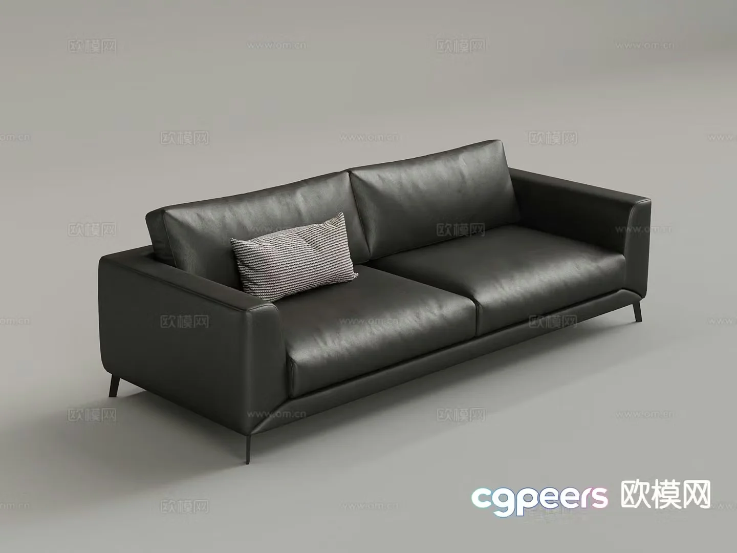 Modern leather sofa double sofa 3d model