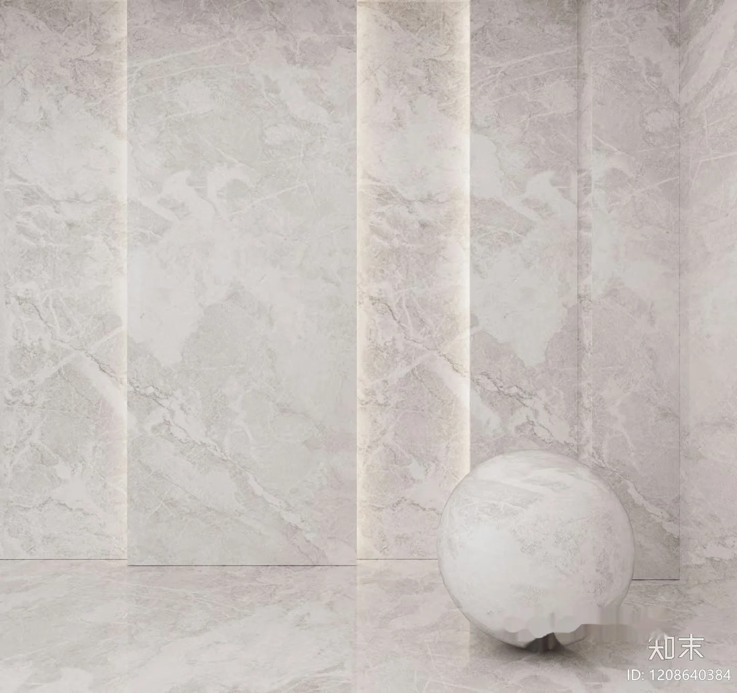 A Marble Sphere On A Marble Floor 3D Model – 2014 – VRAY Render