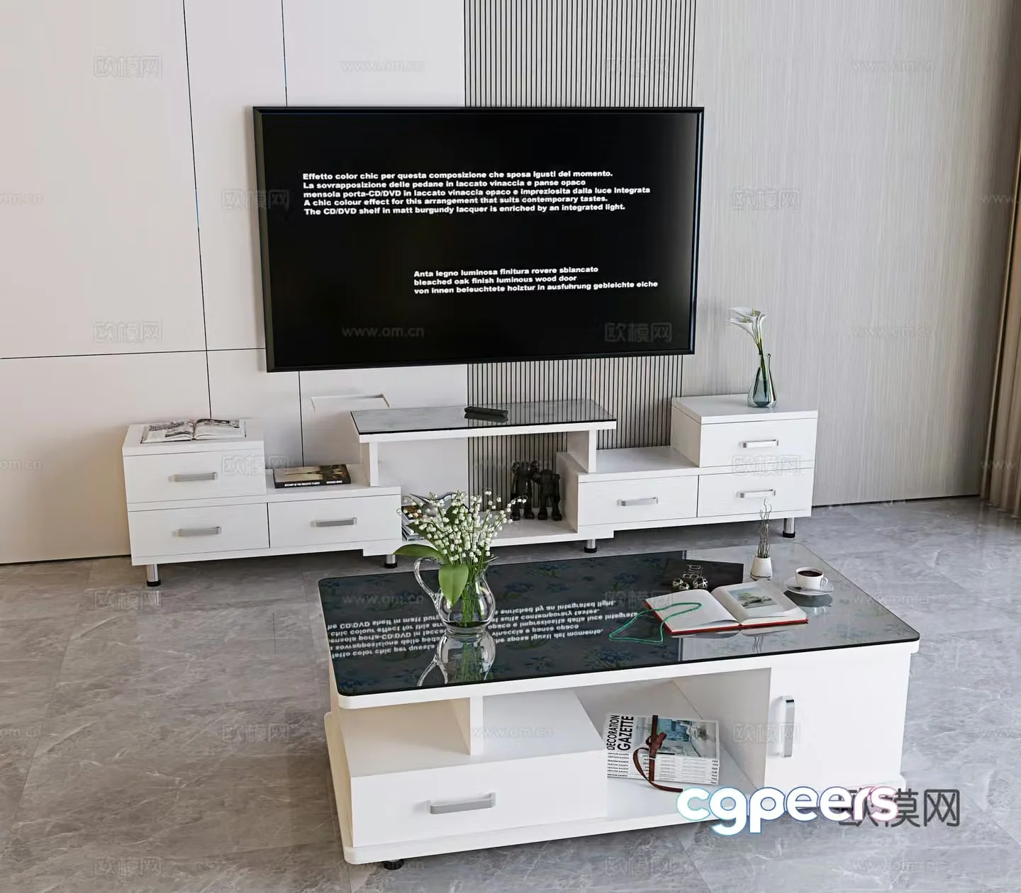 Modern TV cabinet coffee table 3d model