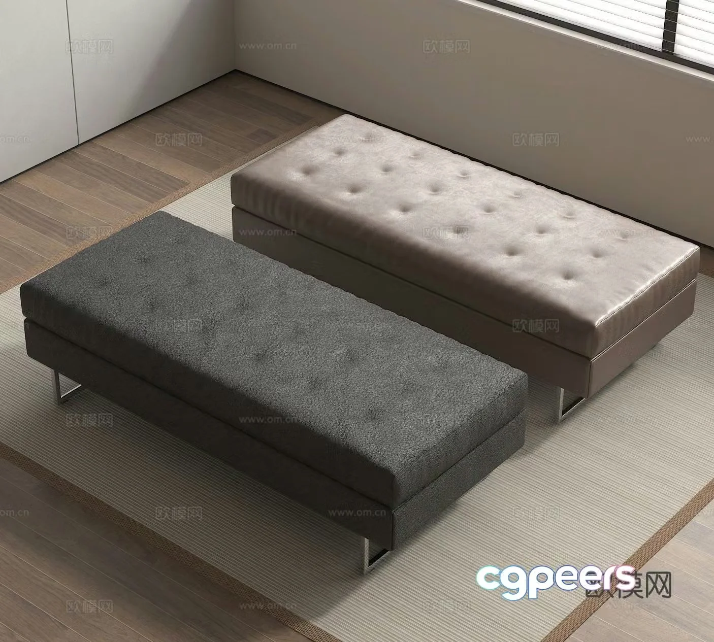 Sofa stool shoe change stool long bench 3d model