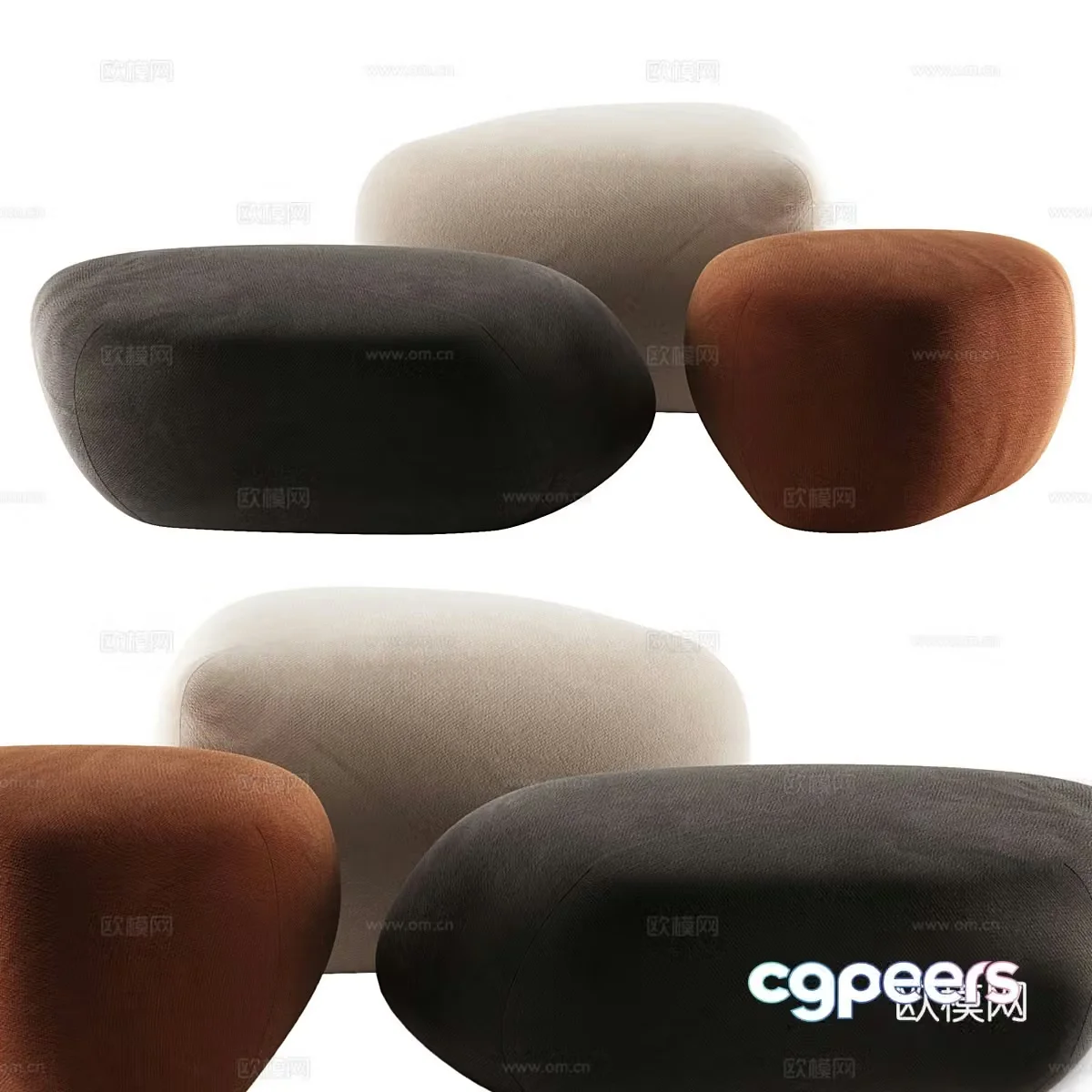 Modern beanbag sofa footrest 3d model