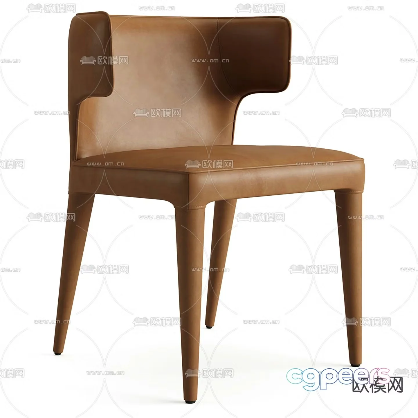 RH modern leather dining chair single chair 3d model