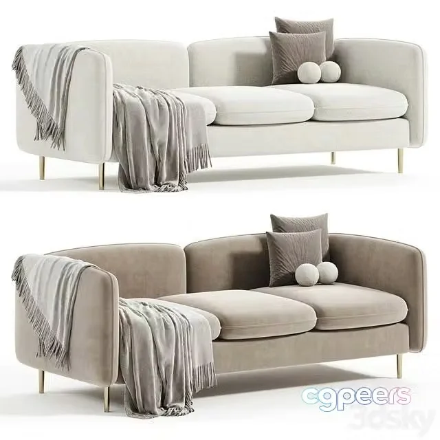 3ds Max Free – Ivy White Flannelette Loveseat Fabric 2 Seater Sofa