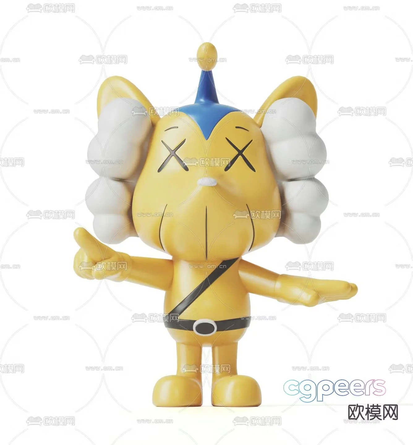 Modern trendy kaws ornaments 3d model