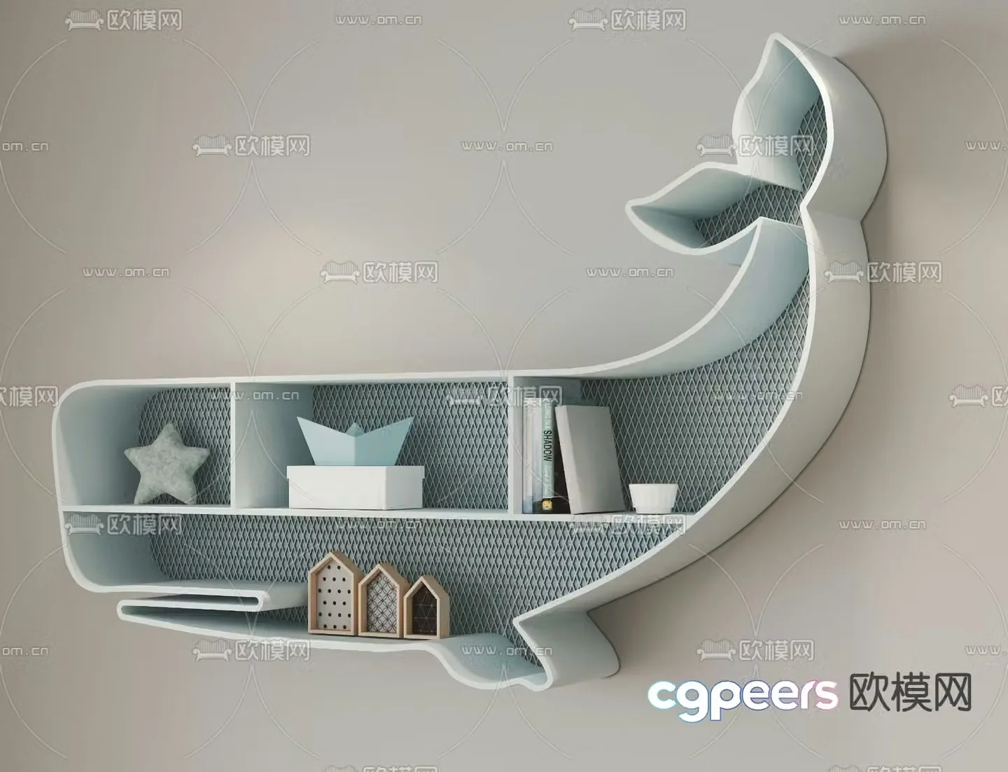 Modern children’s wall mounted shelf 3d model
