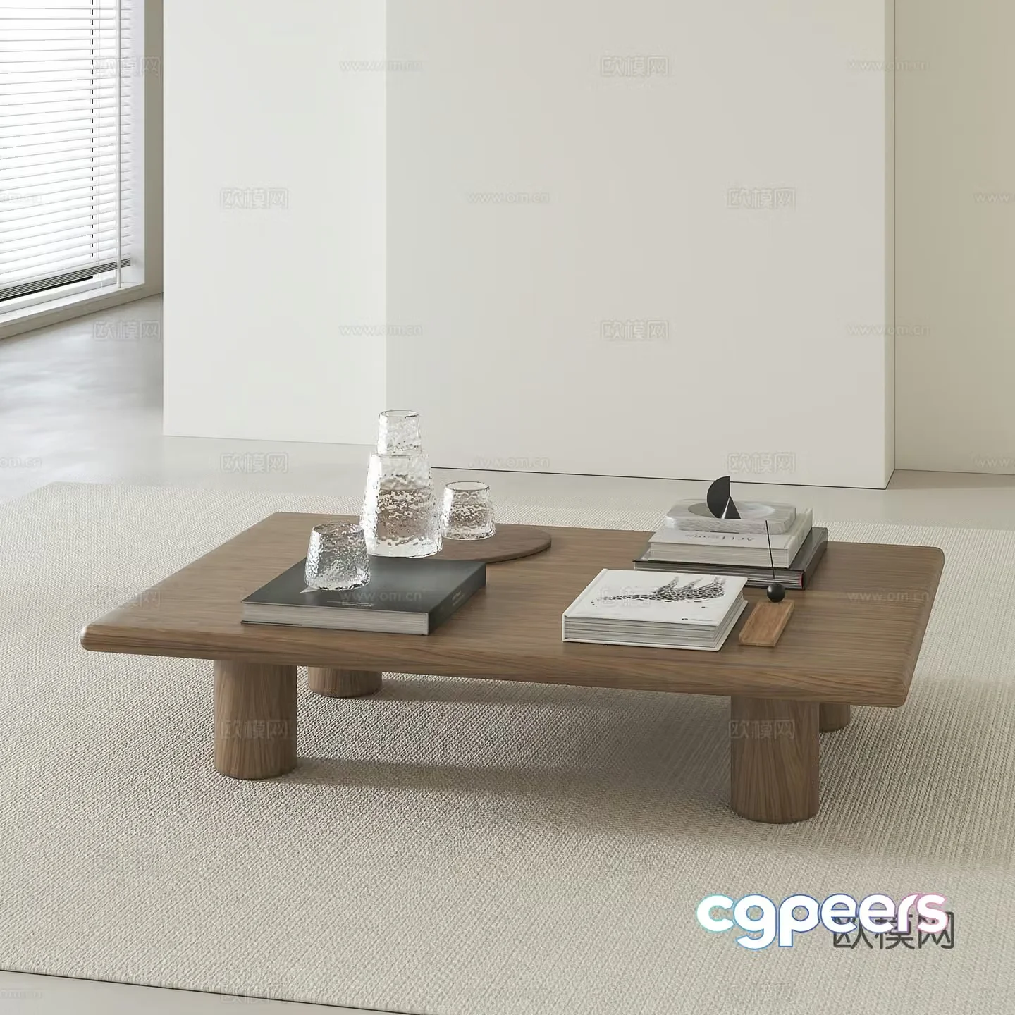 Modern medieval solid wood coffee table 3D model