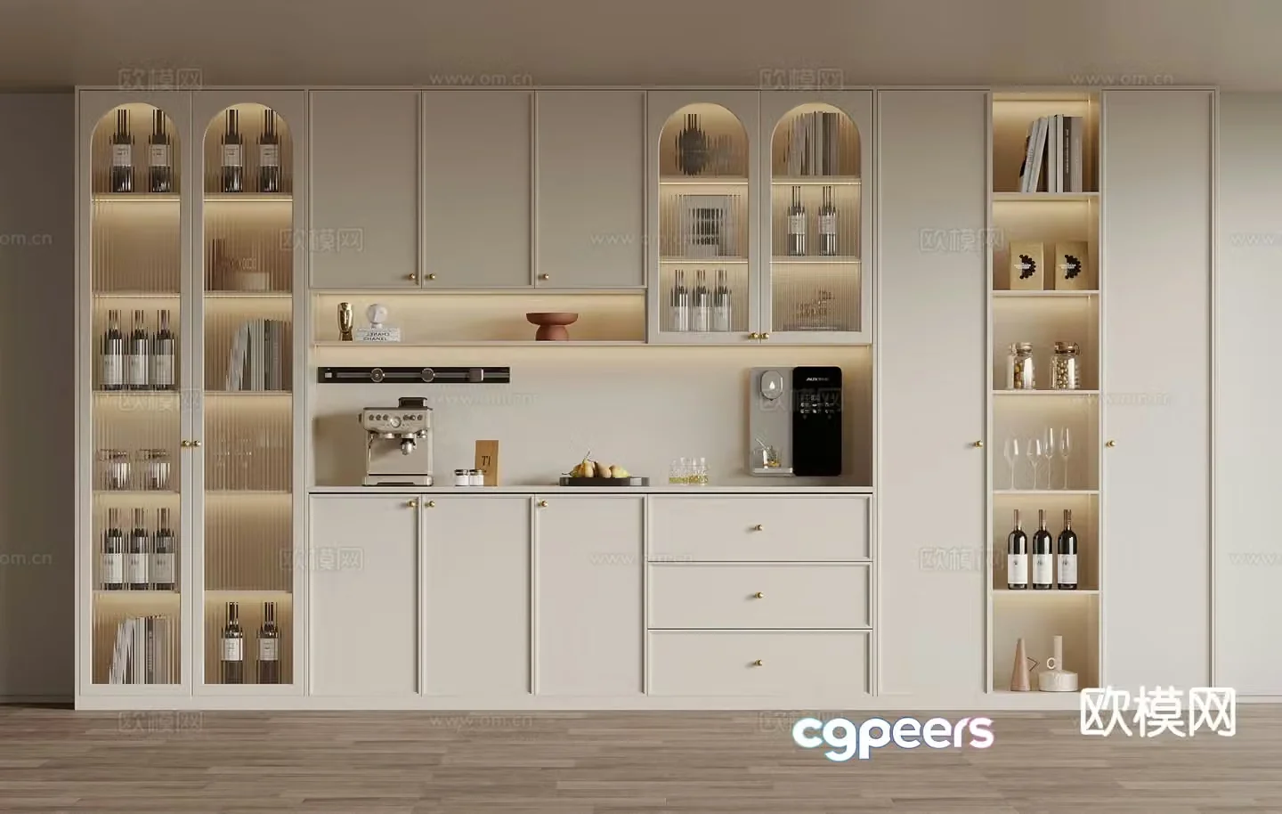 French wine cabinet sideboard 3d model