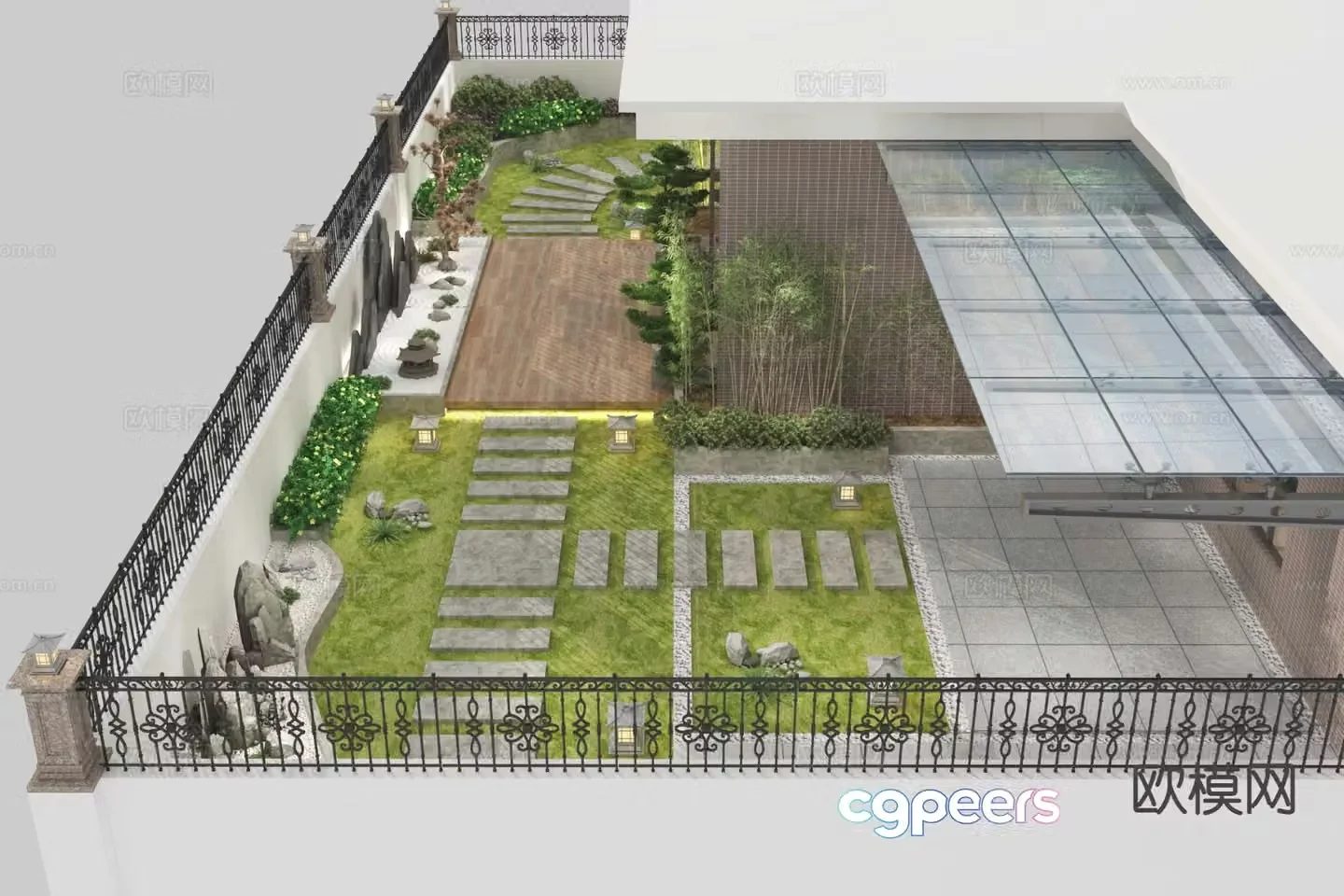 Courtyard landscape garden 3d model