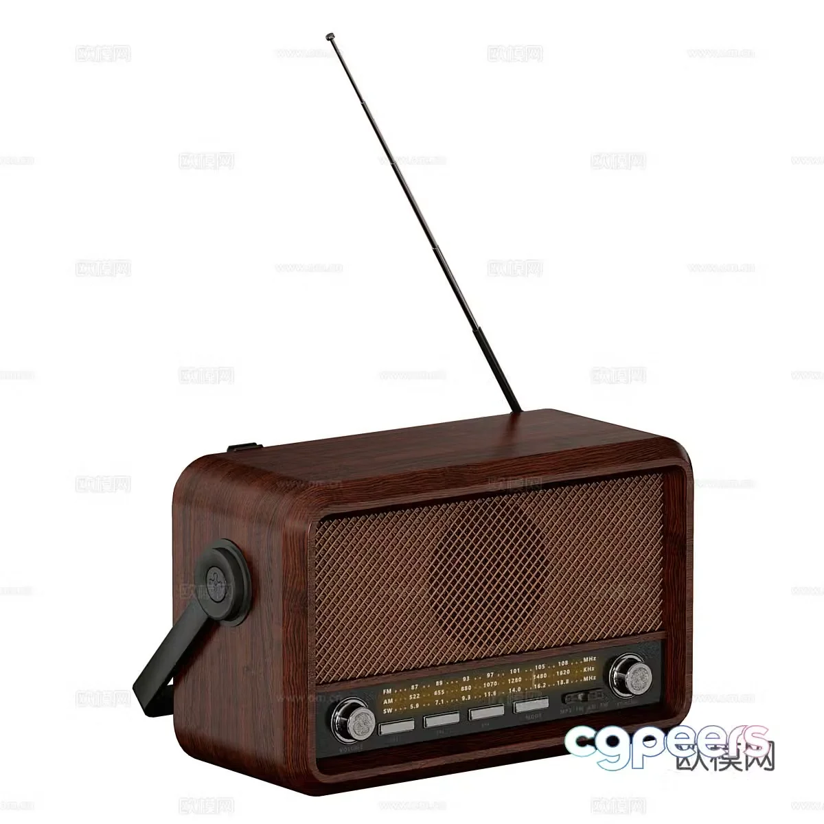 American retro radio 3d model