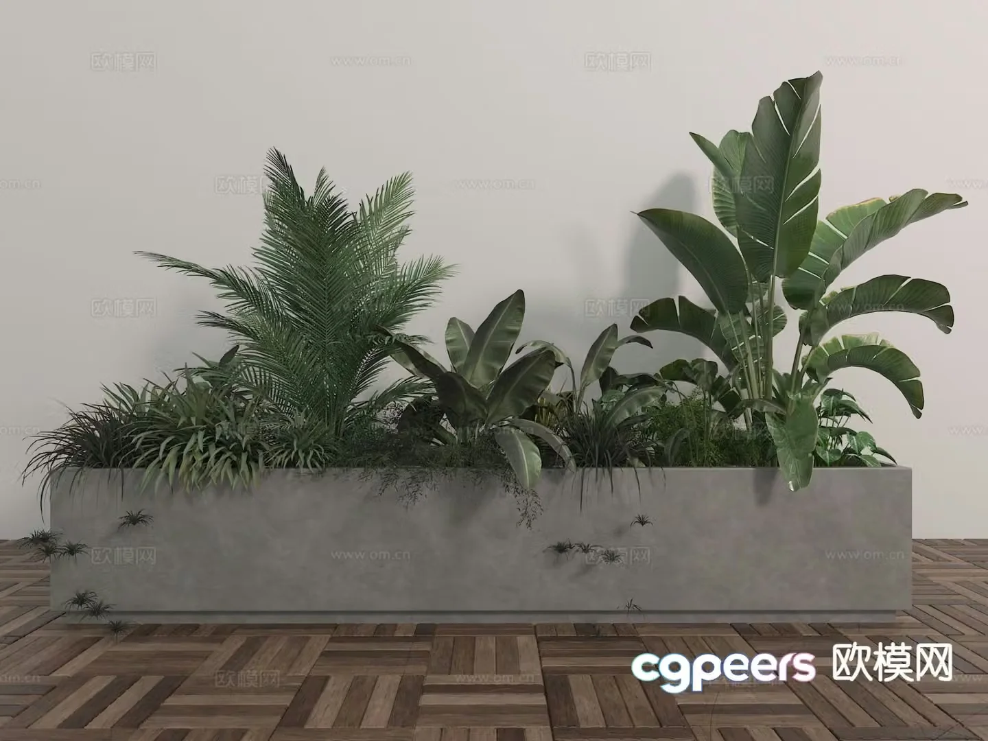 Modern flower tank flower box cement flower tank 3D model