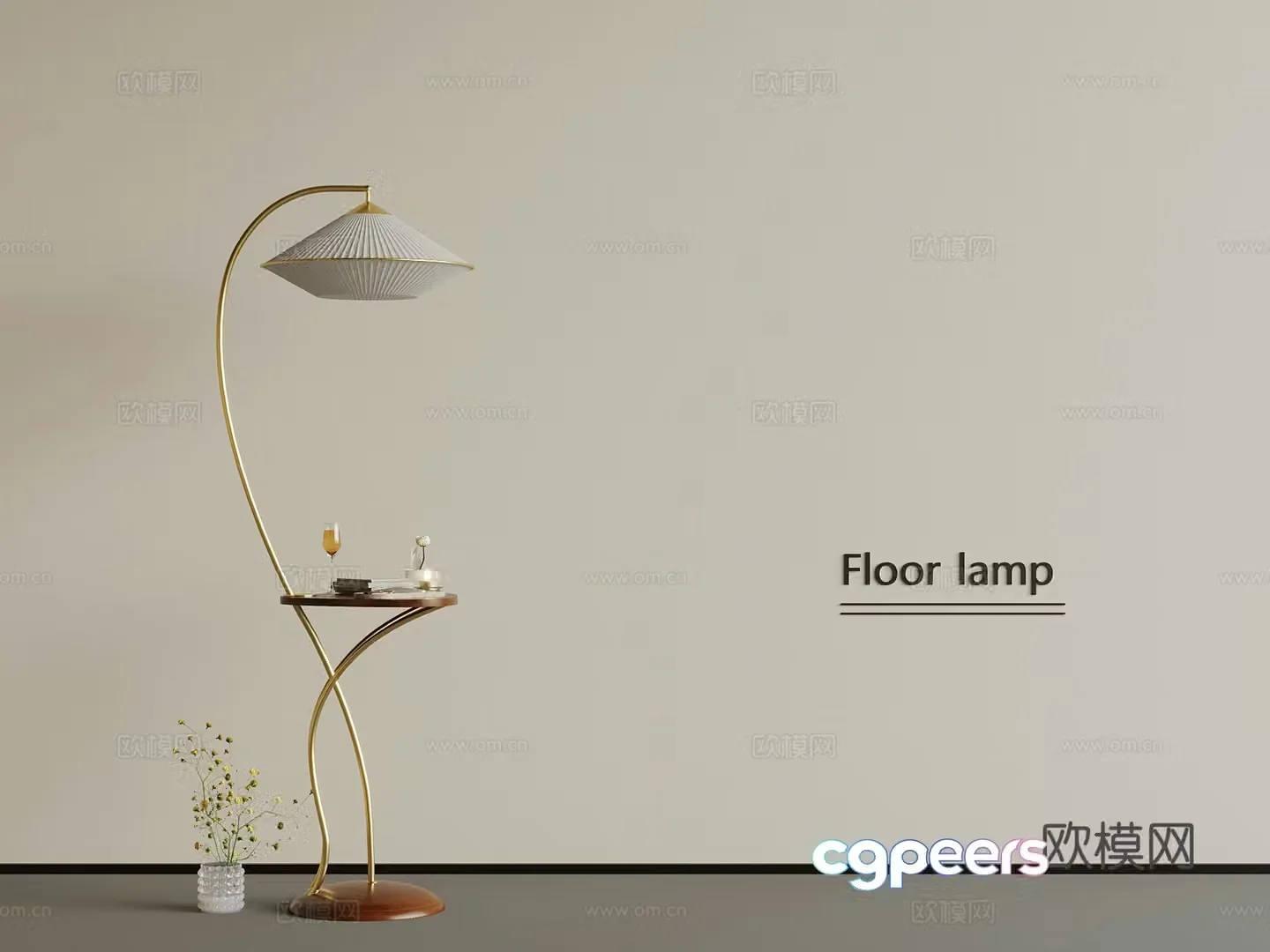 Middle style floor lamp side 3D model