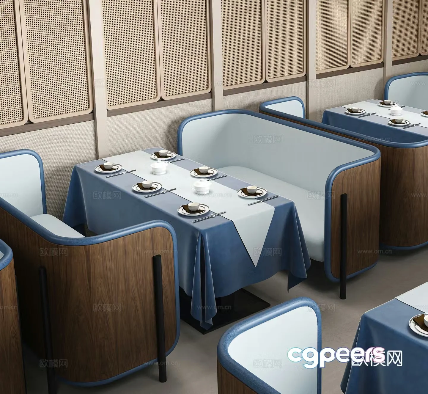Modern restaurant booth restaurant table and chair 3d model