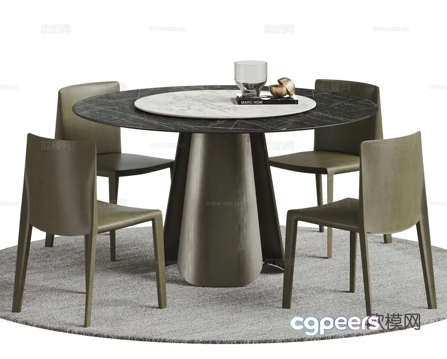 POLIFORM modern Italian dining table and chair combination Dining table Dining chair Round dining table Leather 3D model