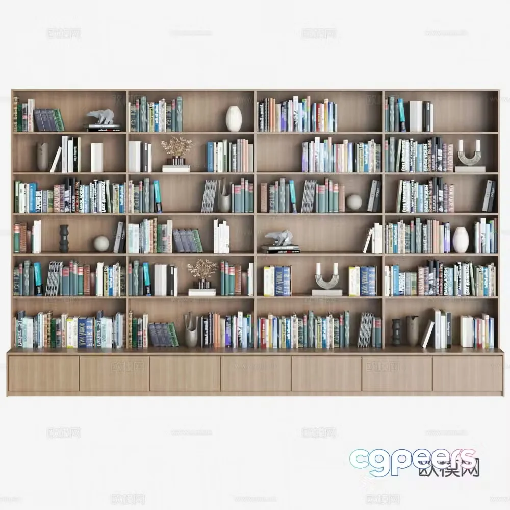Modern bookcase Combination bookcase Study room bookcase Wall bookcase Middle style bookcase 3D model