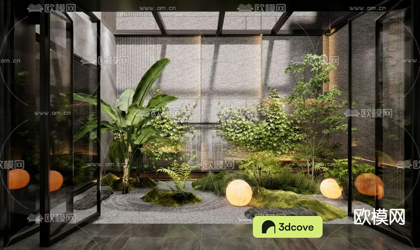 Patio landscaping plant pile micro-landscape