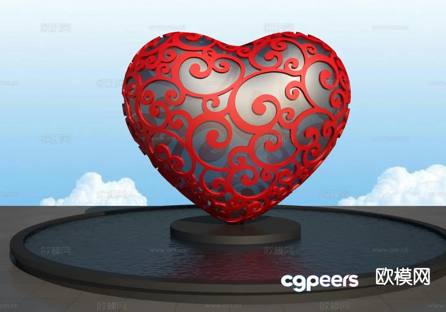 Modern love sculpture landscape sculpture 3d model
