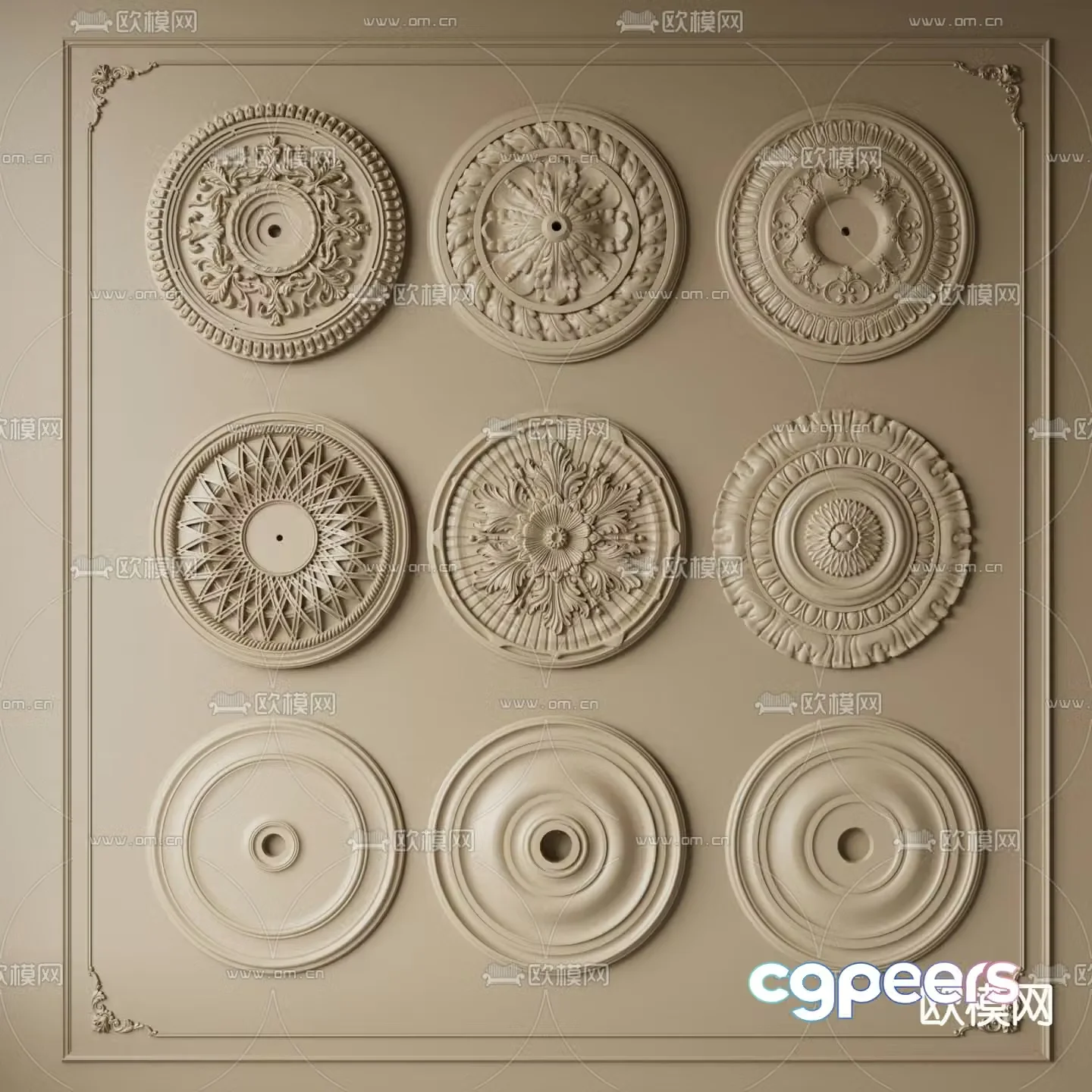 European gypsum lamp plate 3D model