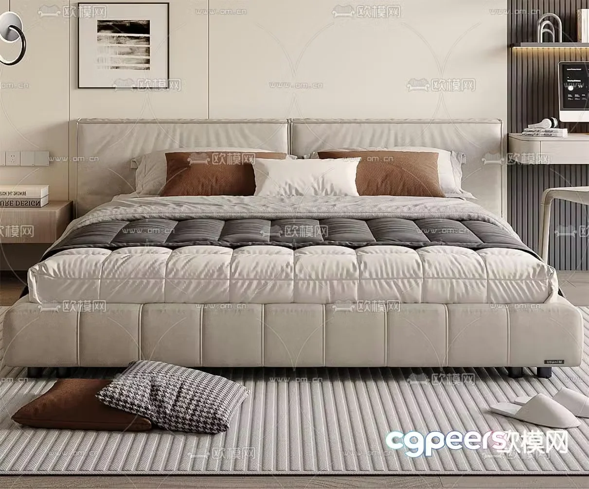 Modern double bed 3d model