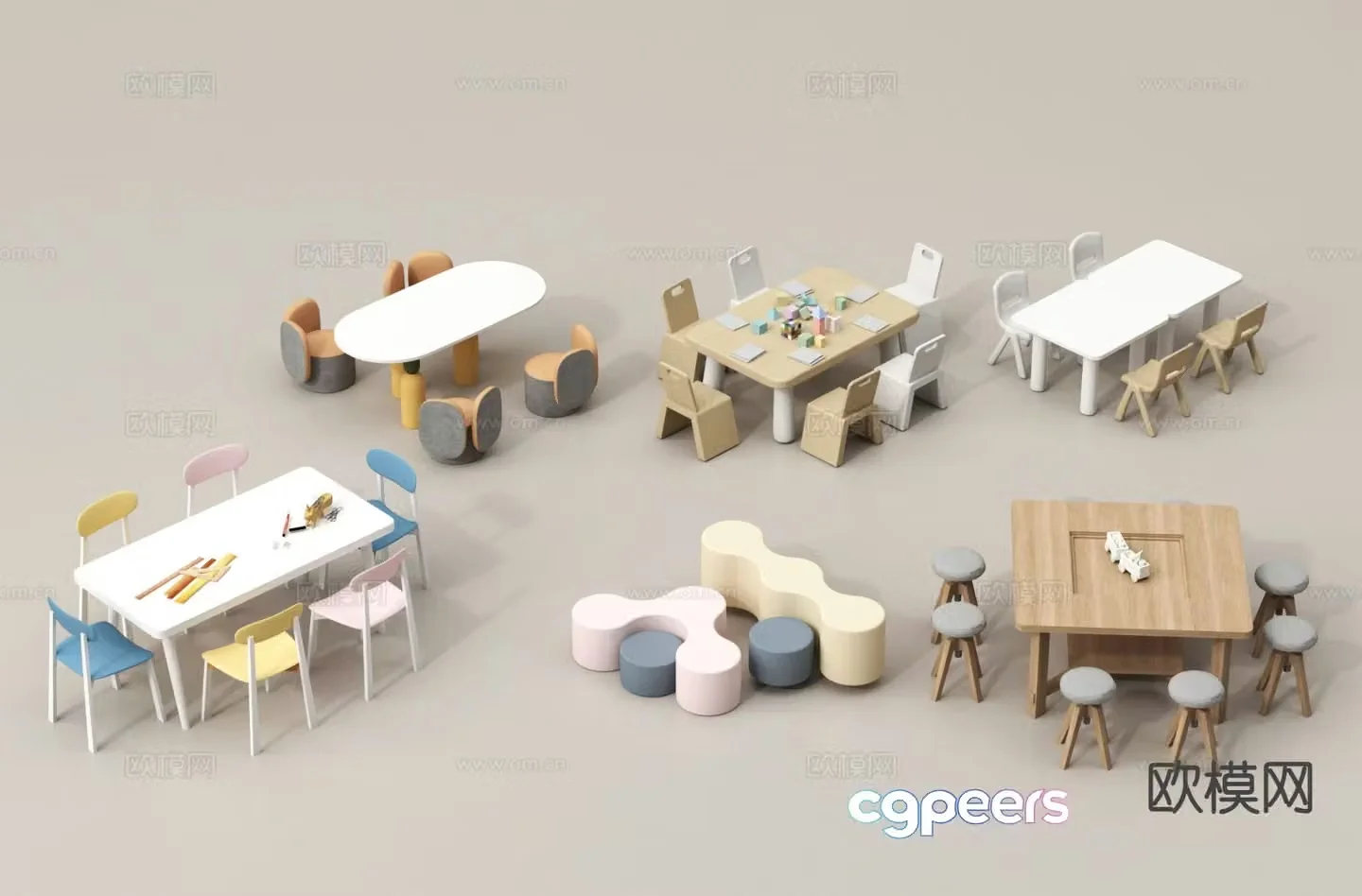 Children’s tables and chairs toy table children’s dining table 3D model