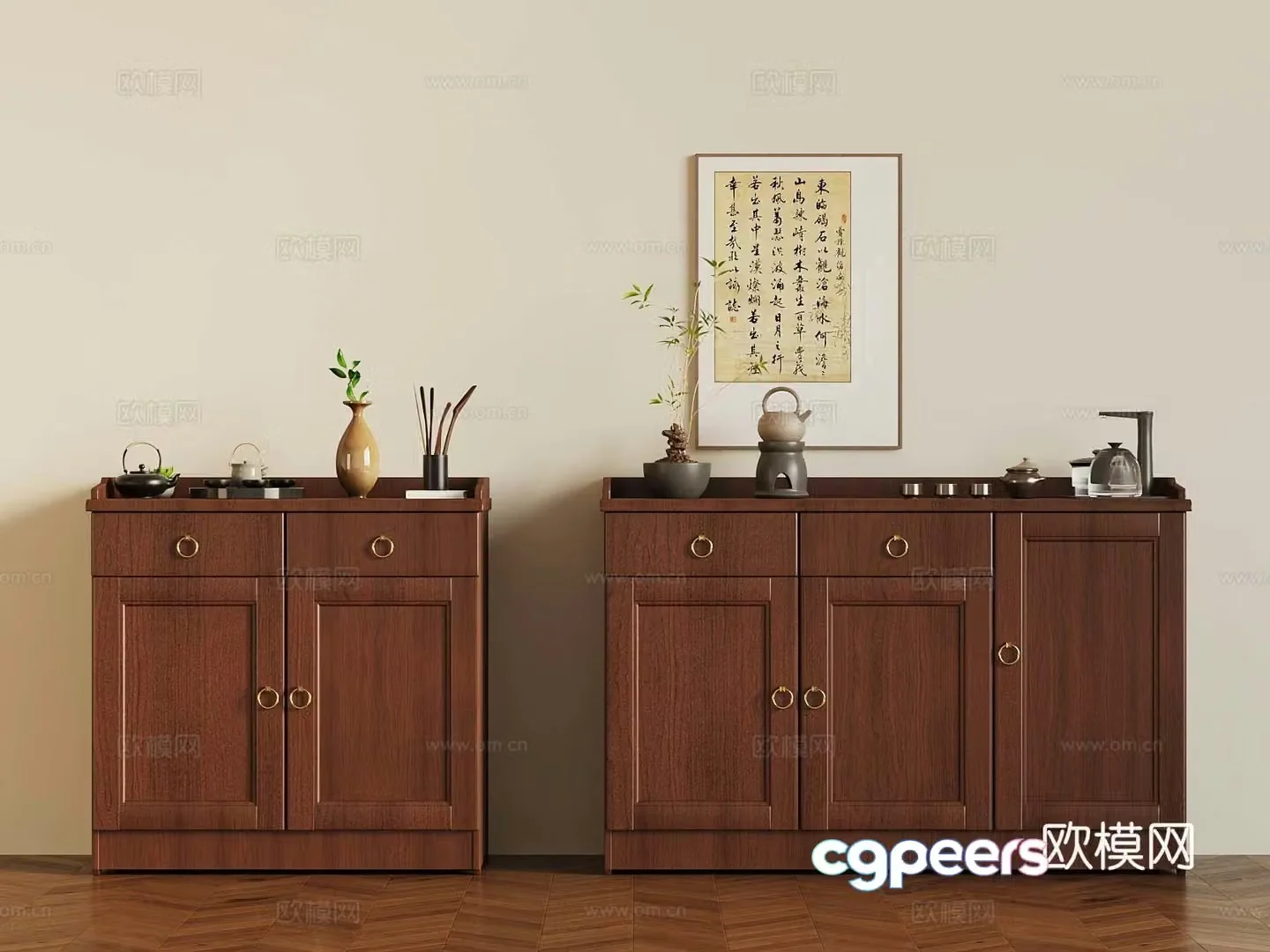 07 New Chinese sideboard Tea cabinet Dining cabinet 3D model