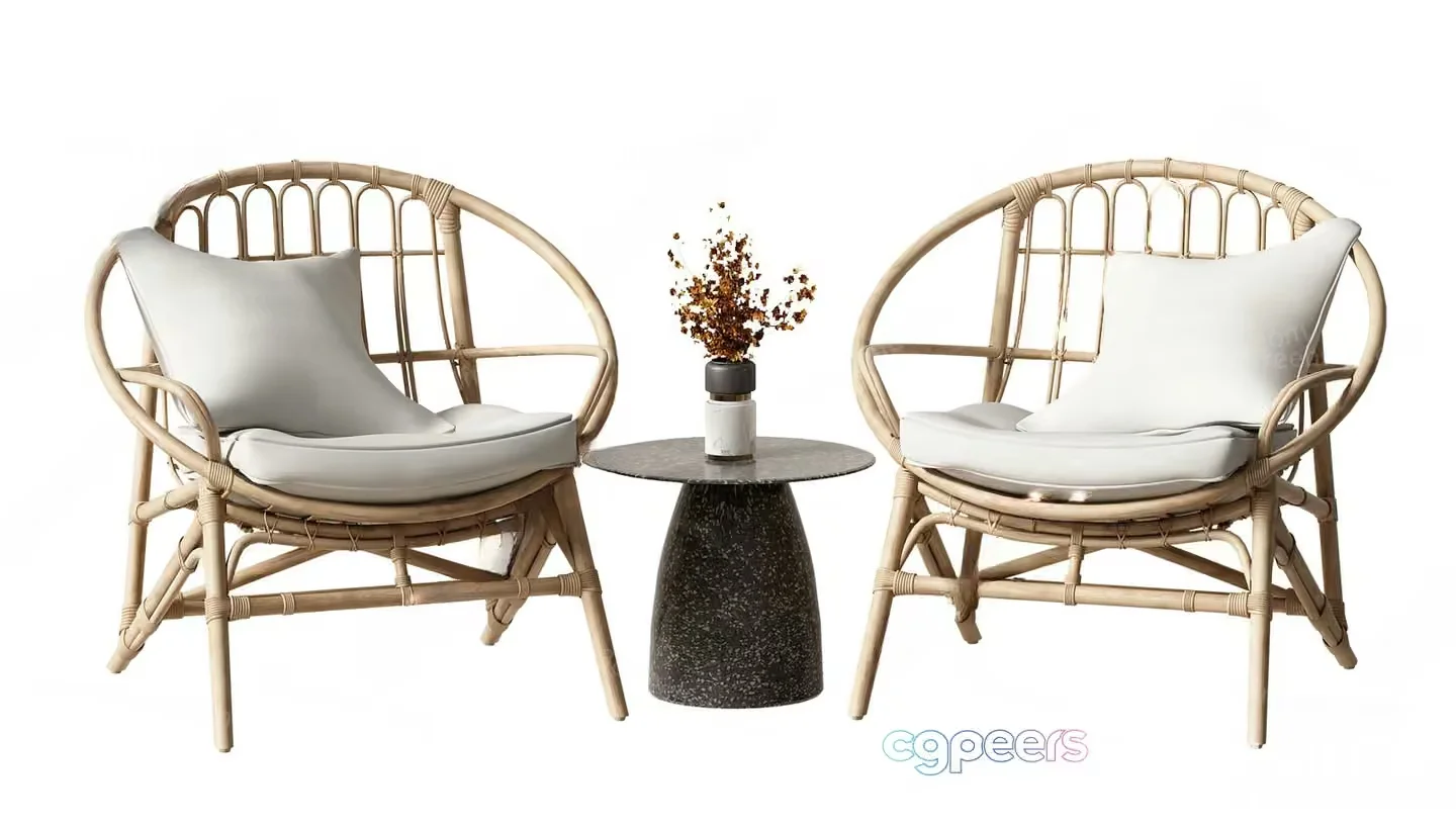 Rattan Patio Set 3D Model – 21303 – VRAY Render