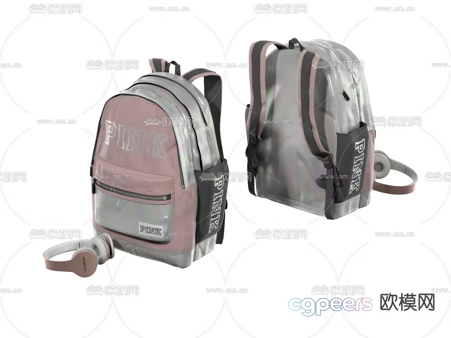 Children’s schoolbag backpack headphones 3d model