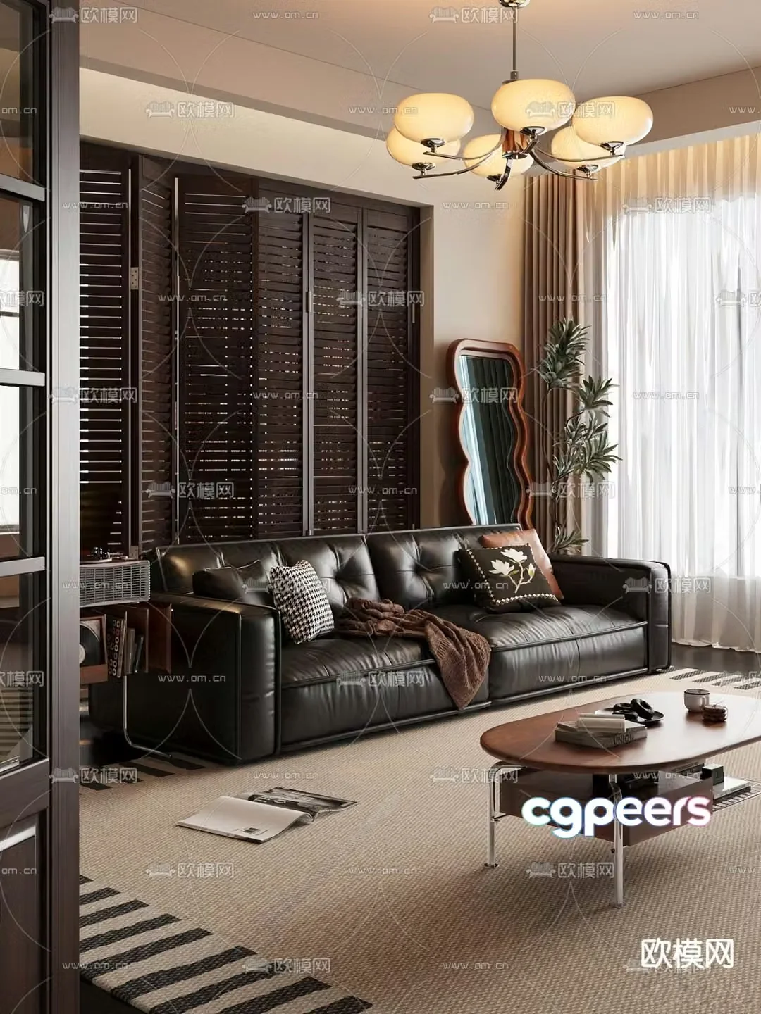 Medieval style leather sofa double sofa 3d model
