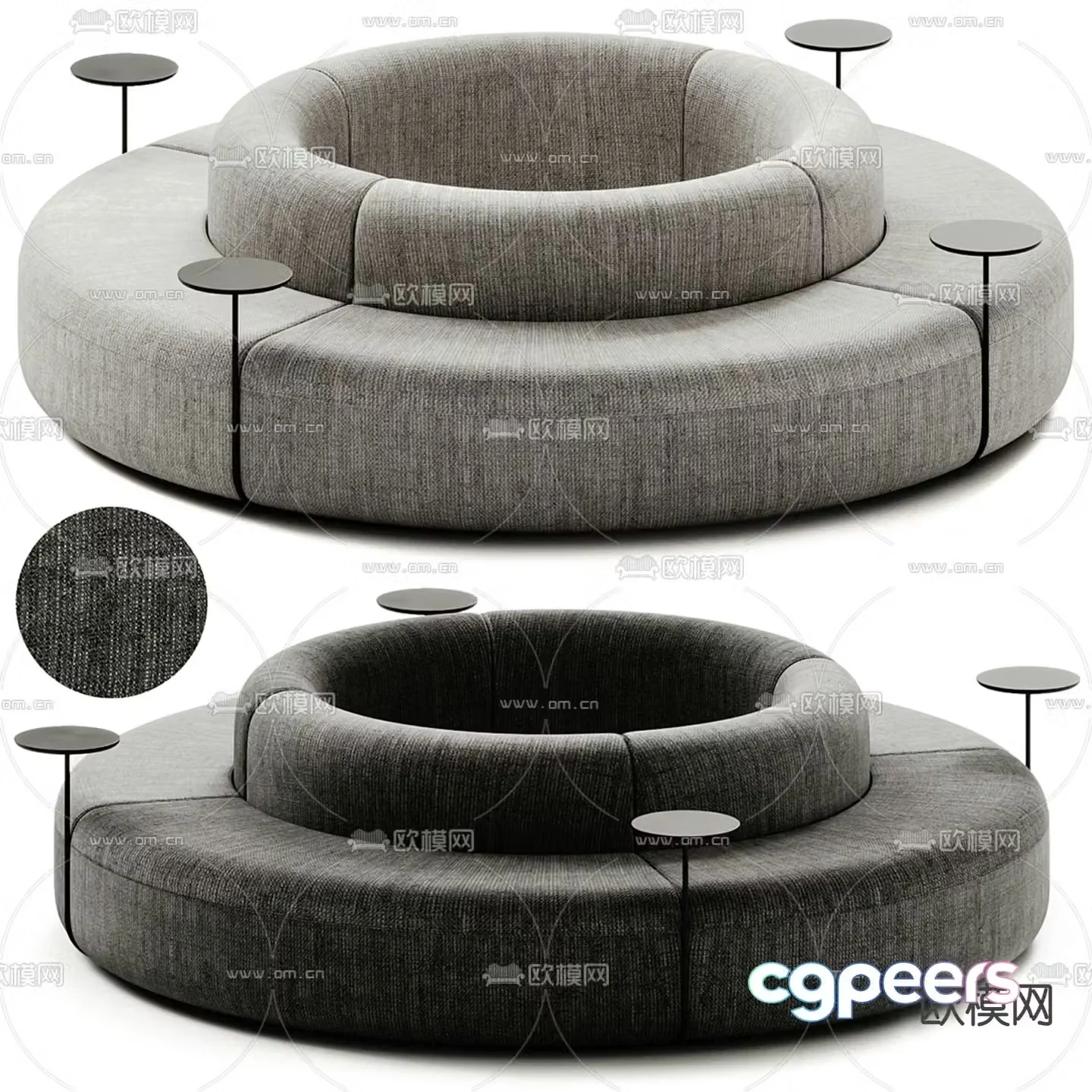 round sofa lobby sofa public sofa 3d model
