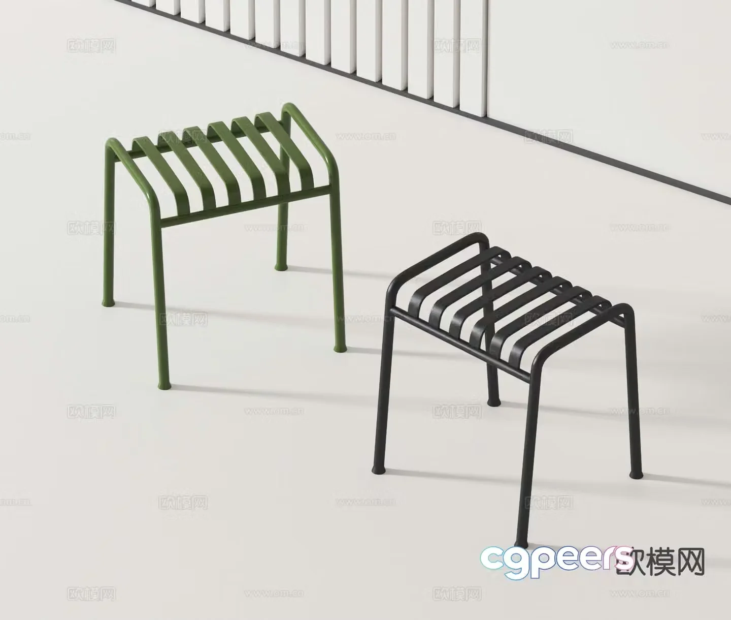 modern stool iron stool low stool 3d model
