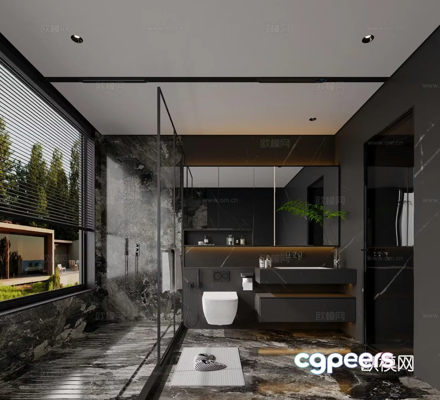 Modern light luxury bathroom 3D model