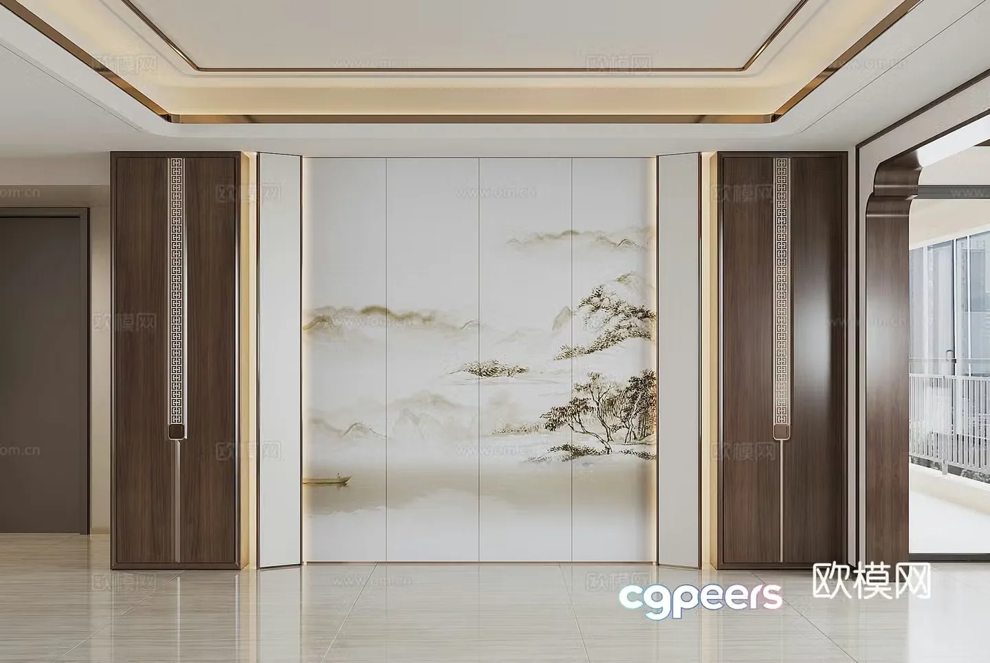 New Chinese TV background wall 3D model