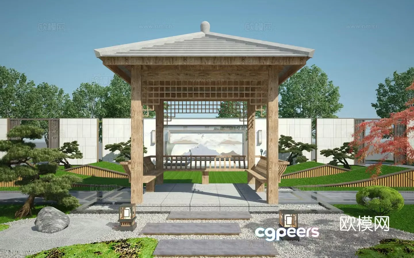 New Chinese style pavilion 3d model