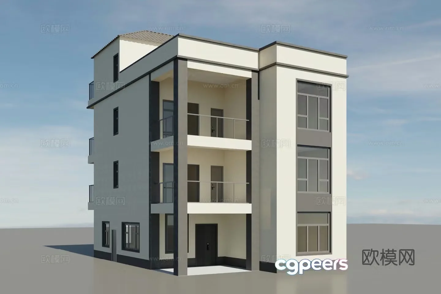 Modern single-family villa villa exterior 3d model